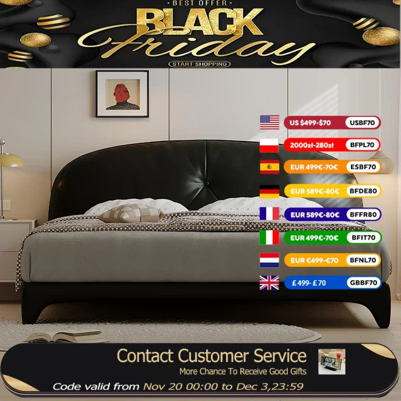 

Waterproof Bedroom Double Bed Frame Black Large Modern Wooden Double Bed Full Size Platform Lit 2 Personnes Bed Room Furniture