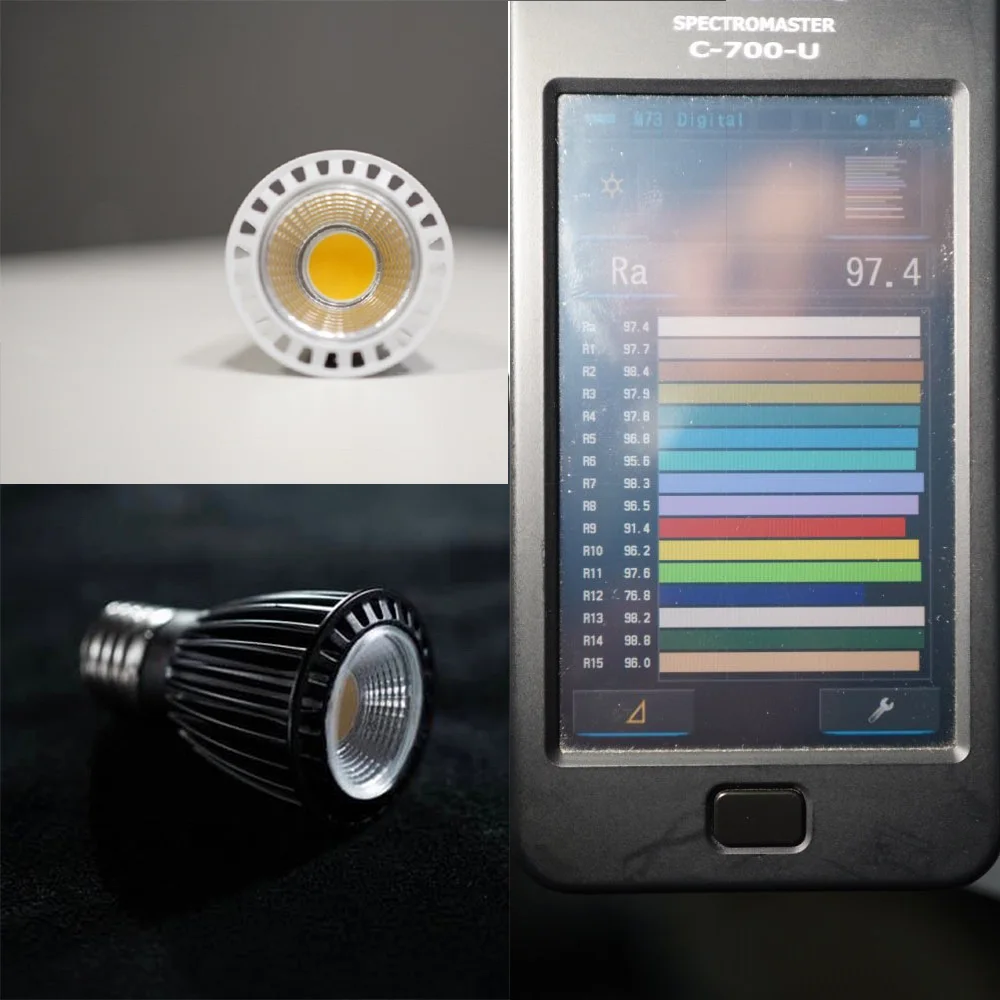 Żarówka LED COB E27 7W o wysokim CRI RA95, reflektor LED, downlight, AC85V-265V, barwa ciepła, neutralna, dzienne światło, biała czysta, do pokoju, kuchni.