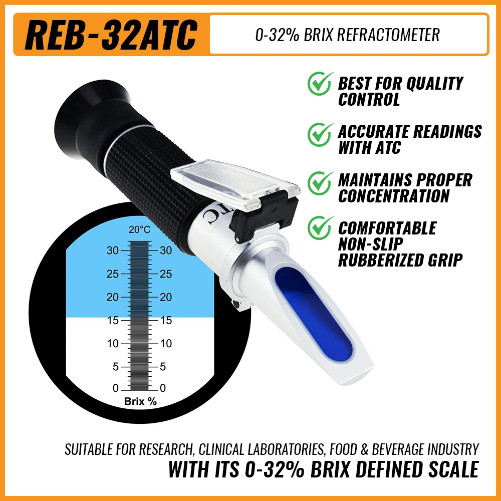 

Традиционный рефрактометр Брикса, высококонцентрированный сахарный раствор для фруктов, овощей, соков, безалкогольных напитков, ATC, регулируемый фокус