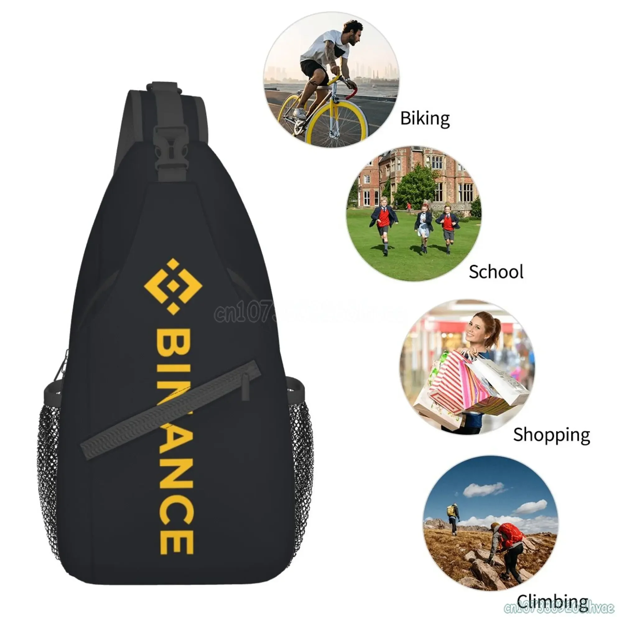 Binance Sling Bag Chest Crossbody Backpack Travel Hiking Daypack for Women Men with Strap Purse Lightweight Shoulder Bags