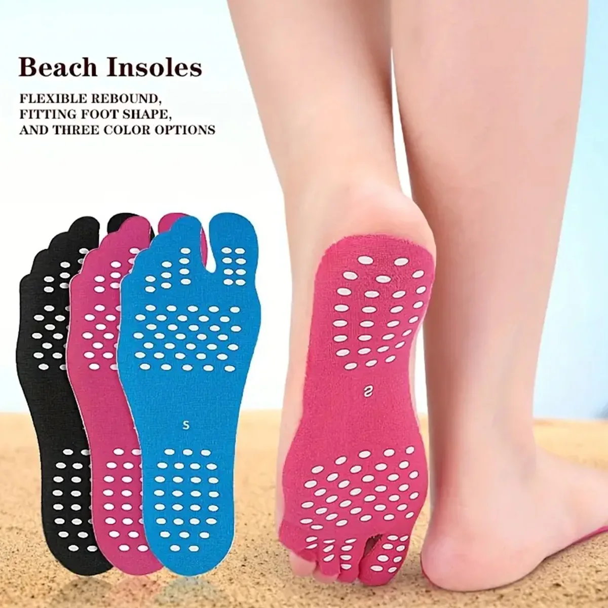 1 Pair Beach Foot Sole Insoles Disposable Removable Self-adhesive Portable Foot Pads Invisible Sole Insulation Foot Pads