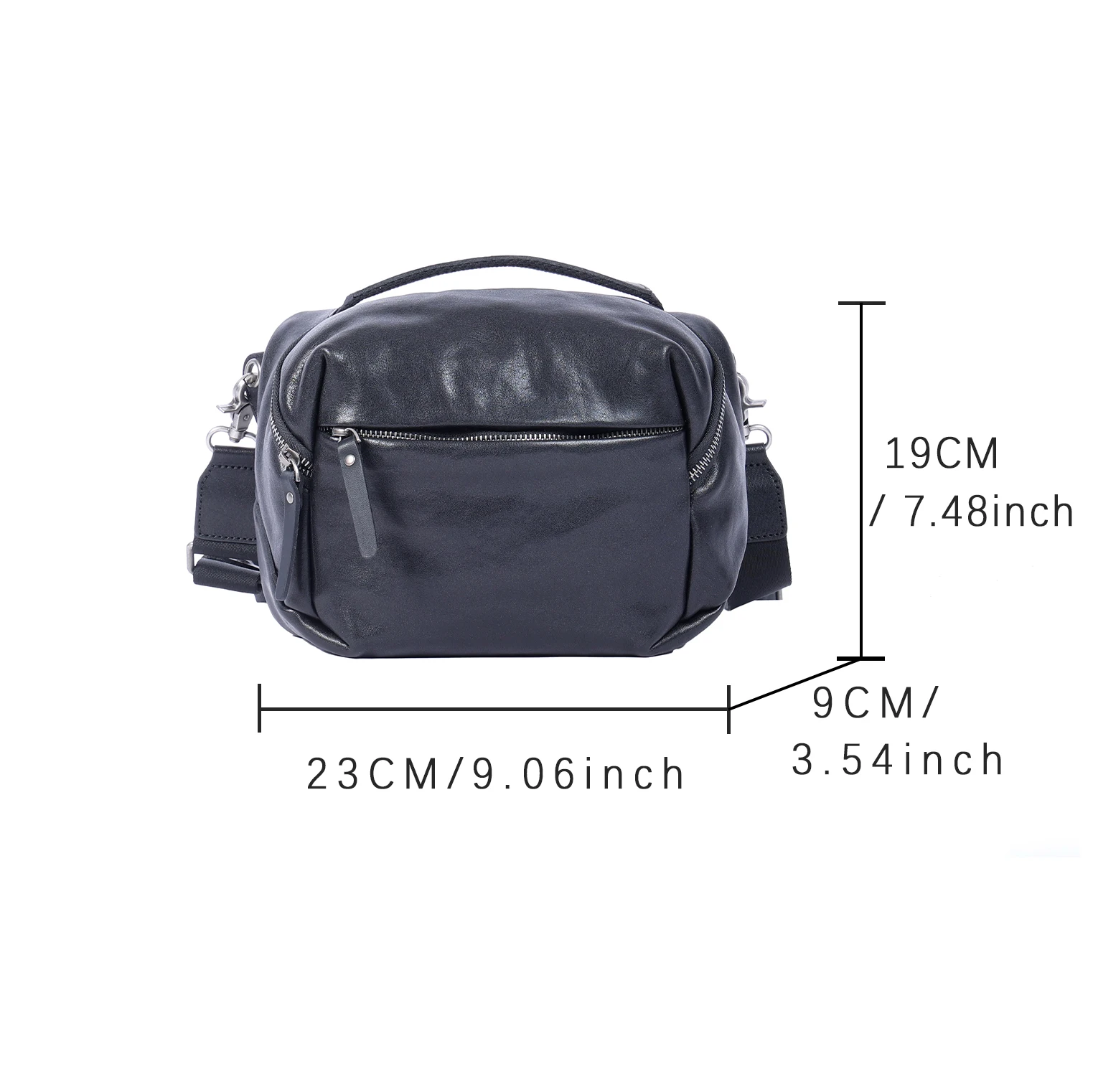 Echte Leder-Umhängetasche für Herren, Casual, Vielseitig, Kameratasche, Oberleder, Modischer Stil – Detail 3