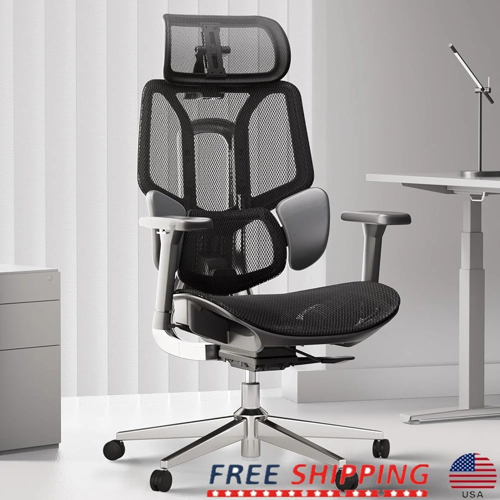 

E3 Air Ergonomic Office Chair Big and Tall Dynamic Lumbar Support Adjustable Headrest Armrests Breathable Mesh 140 Degree