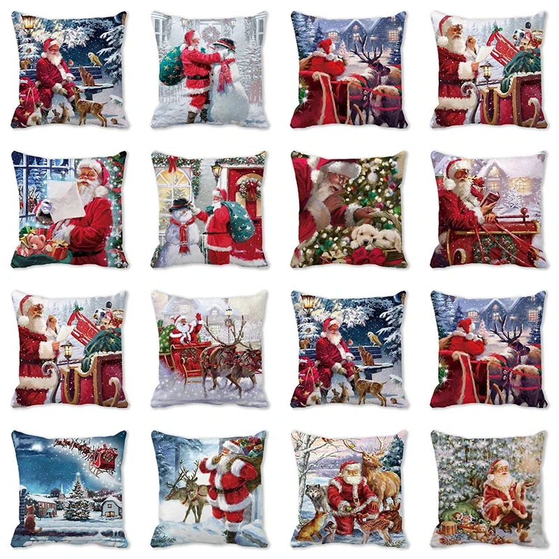 Christmas decoration pillow case sofa cushion cover bedroom room dormitory home   New Year gift