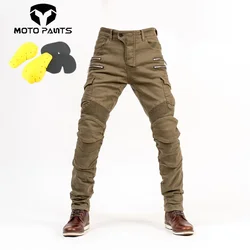 Motorcycle Riding Jeans Pants With Protective Gear Built-in Wear-resistant Fireproof Kevlar Protective Layer On Hips And Knees