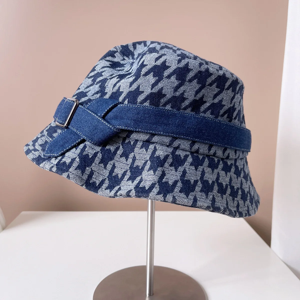 

2023 New blue cotton cowboy fisherman hat female Japanese personality casual belt buckle basin hat outdoor simple bucket hat