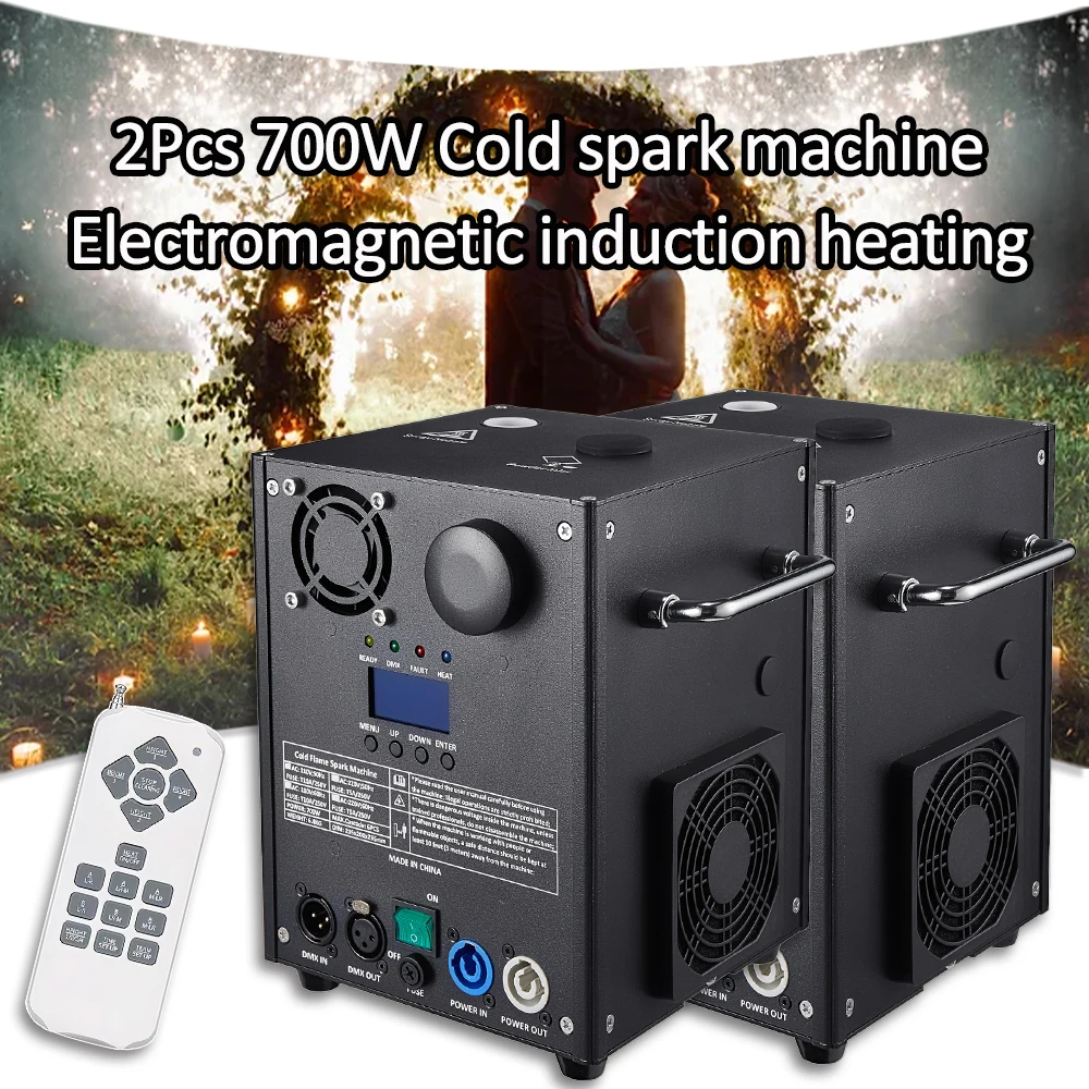 

2Pcs 700W Cold Spark Machine With Flight Case DMX Auto Remote Cold Fireworks Fountain Spark professional DJ Party Concert Stage