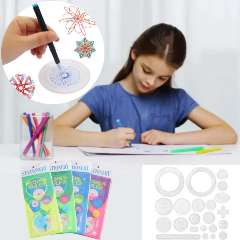 Regla de Spirograph para dibujar y pintar, juguetes de engranajes entrelazados, ruedas, accesorios de dibujo, juguete educativo, 22/4/1PC