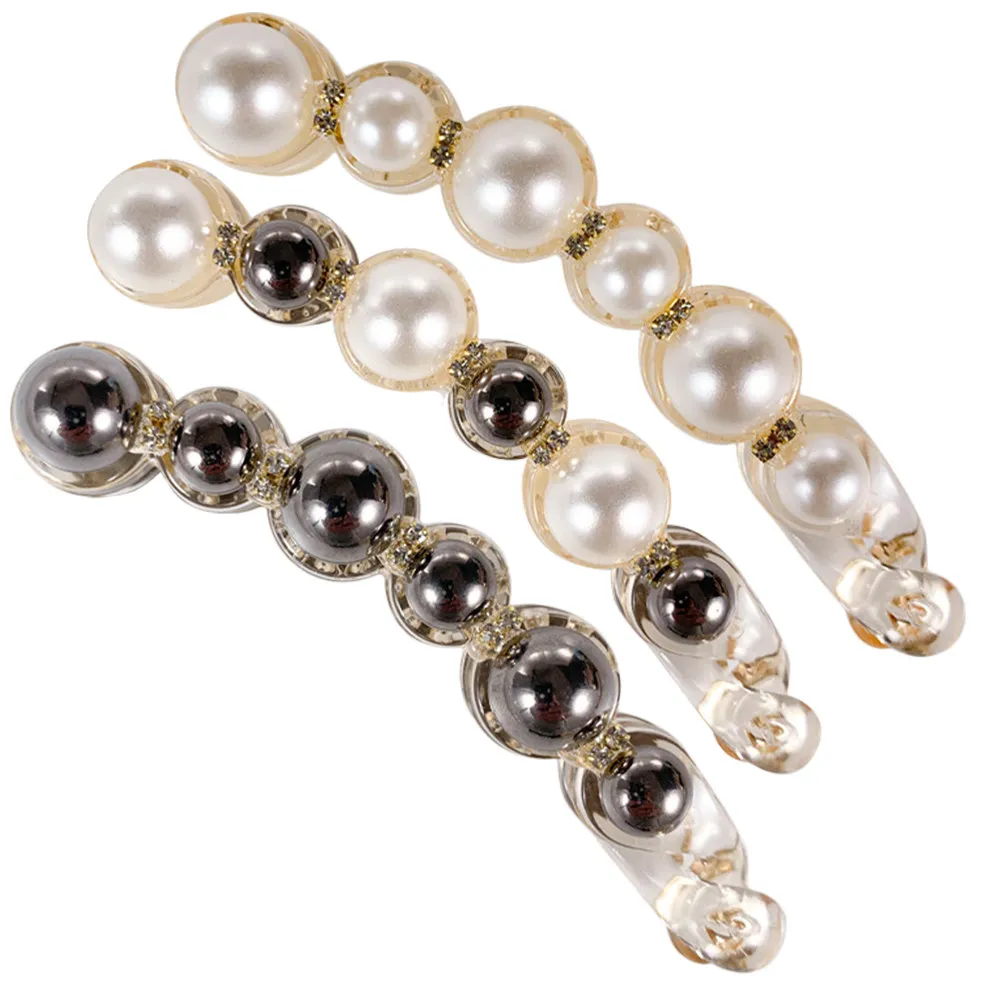 

3Pcs Pearl Banana Clips Hair Accessories Strong Hold Ponytail Holder Clips for Thick Hair Women Ponytail Holder Clip