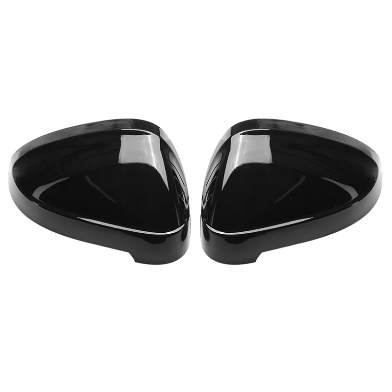 For- A4 B9 2017-2020/A5 S5 RS5 2016-2020 Side Wing Mirror Cover Caps Rearview Exterior Shell Glossy Black With Holes