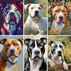 5d Diamond Painting Full Drill Square Brown American Pit Bull Terrier Dogs Diamond Embroidery Animal Patterns Rhinestone Mosaic