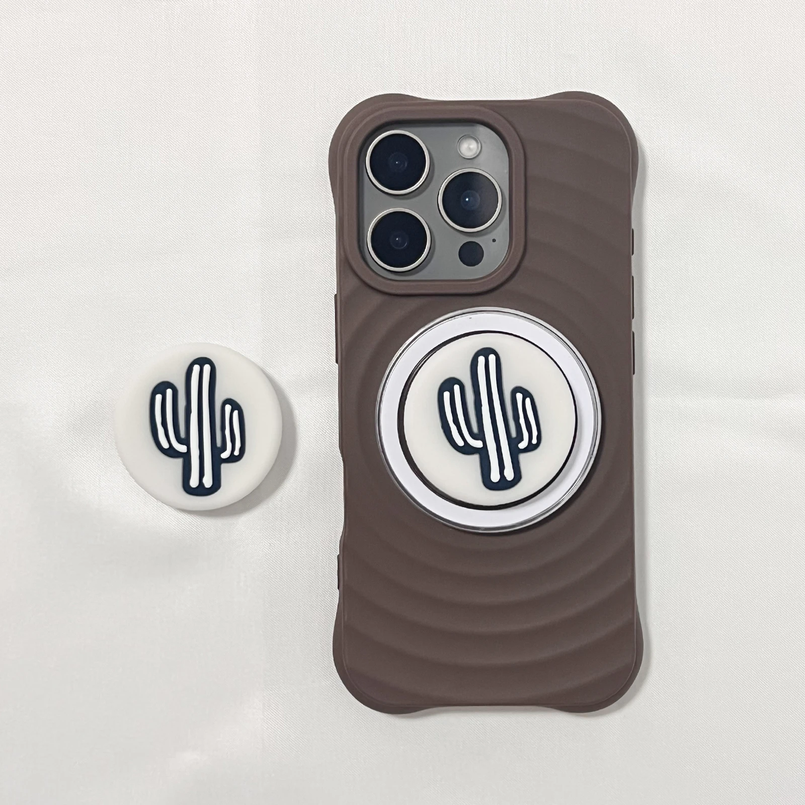 Cute Cartoon Silicone Cactus Phone Holder Grip Tok Phone Case Stand Support For iPhone17 iPhone16 Pro Max Samsung