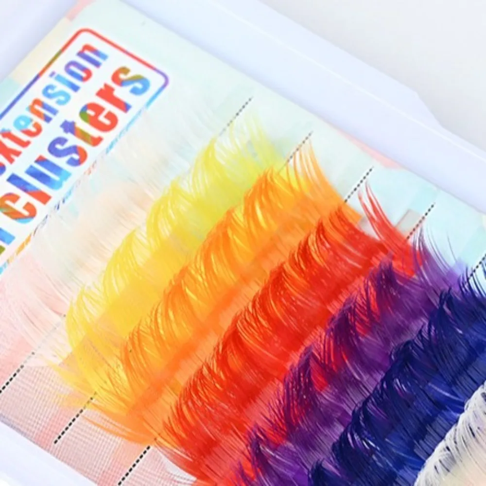 60pcs INS Mix Kleur Piekerige Spikes Manga Wimpers Zachte Krul Individuele Valse Wimpers Natuurlijke Make Up DIY Cluster Wimpers Vrouwen