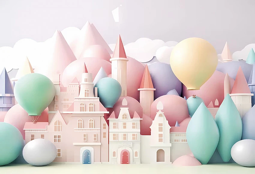 Mehofond التصوير خلفية الوردي الأميرة فتاة 1st عيد ميلاد كعكة سحق ثلاثية الأبعاد القلعة بالون ديكور صور خلفية استوديو