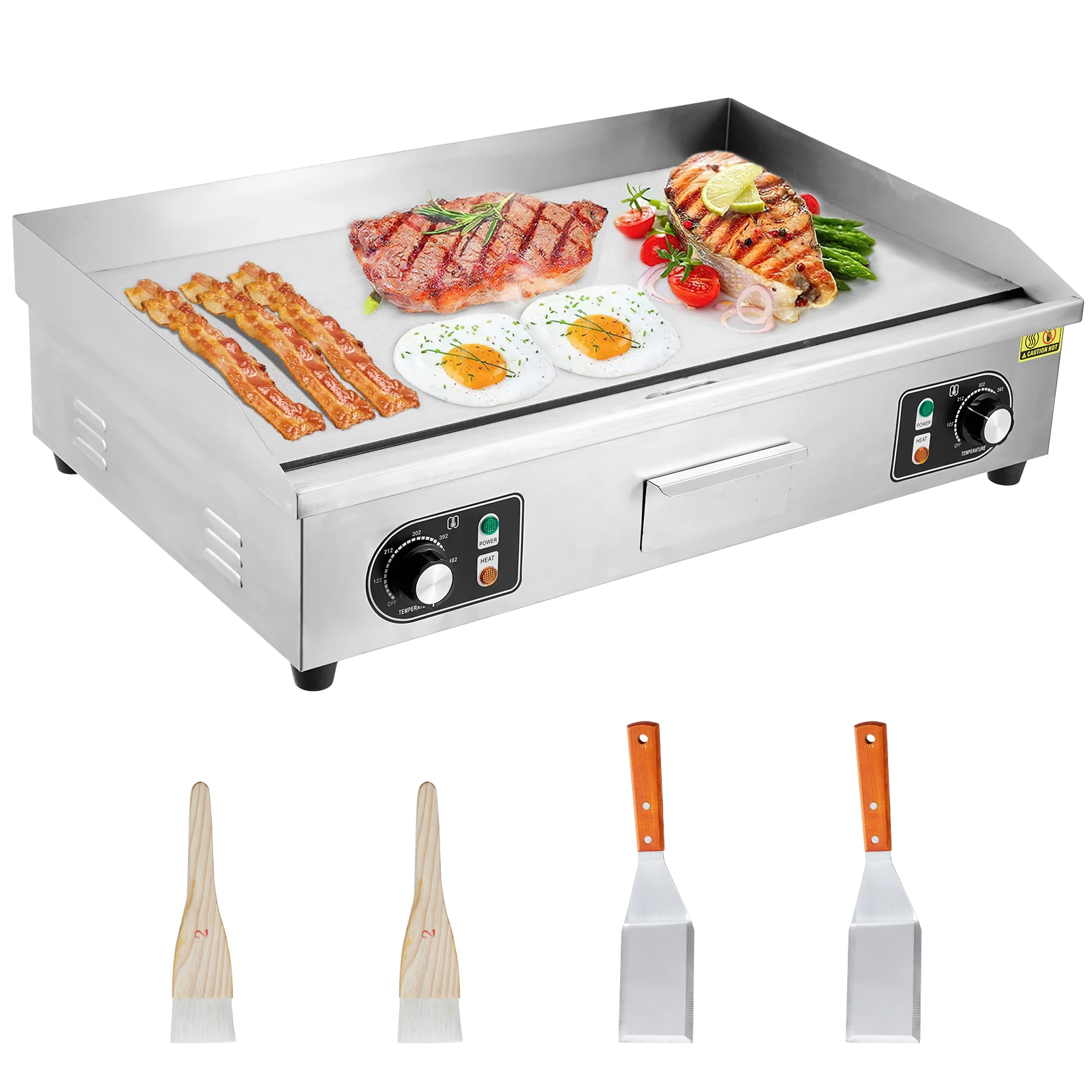 

Electric Griddle for Perfect Cooking Non-Stick Grill Plate, Adjustable Temperature Control 122°F-572°F, High Power 1600W, Commer
