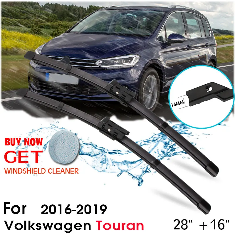 

Car Wiper Blade Front Window Windshield Rubber Silicon Refill Wipers For Volkswagen Touran 2016-2019 28"+16" Car Accessories