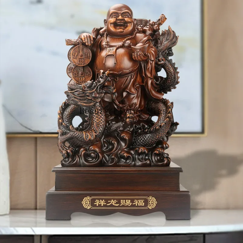 Chinese Style Resin Laughing Buddha Statue Four Styles of Lucky Dragon Tortoise Buddha Modern Art Sculpture Home Decoration