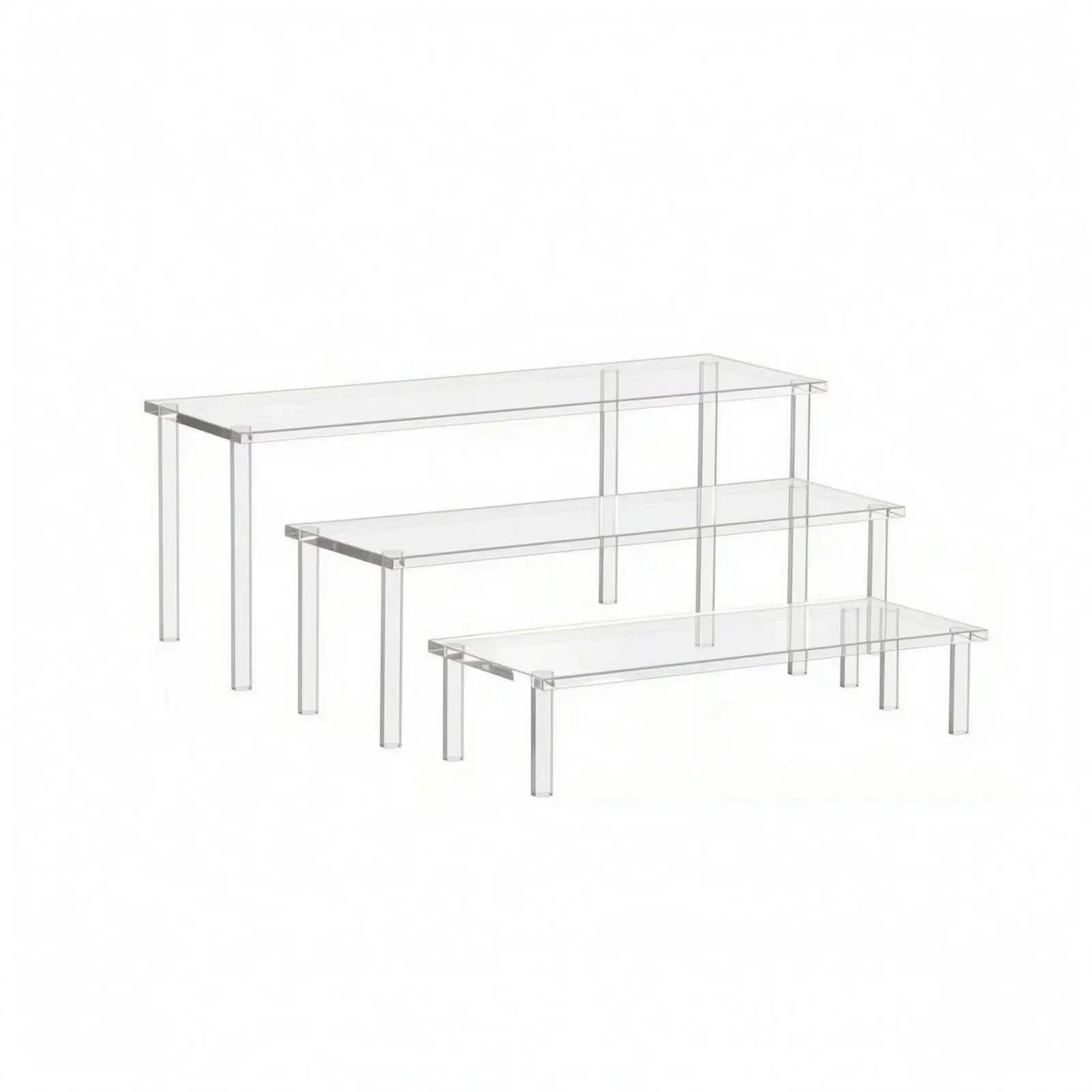 Three-Tier Organizer Transparent Acrylic Desktop Shelf Layered Clear Tiered Organizer for Office Desk