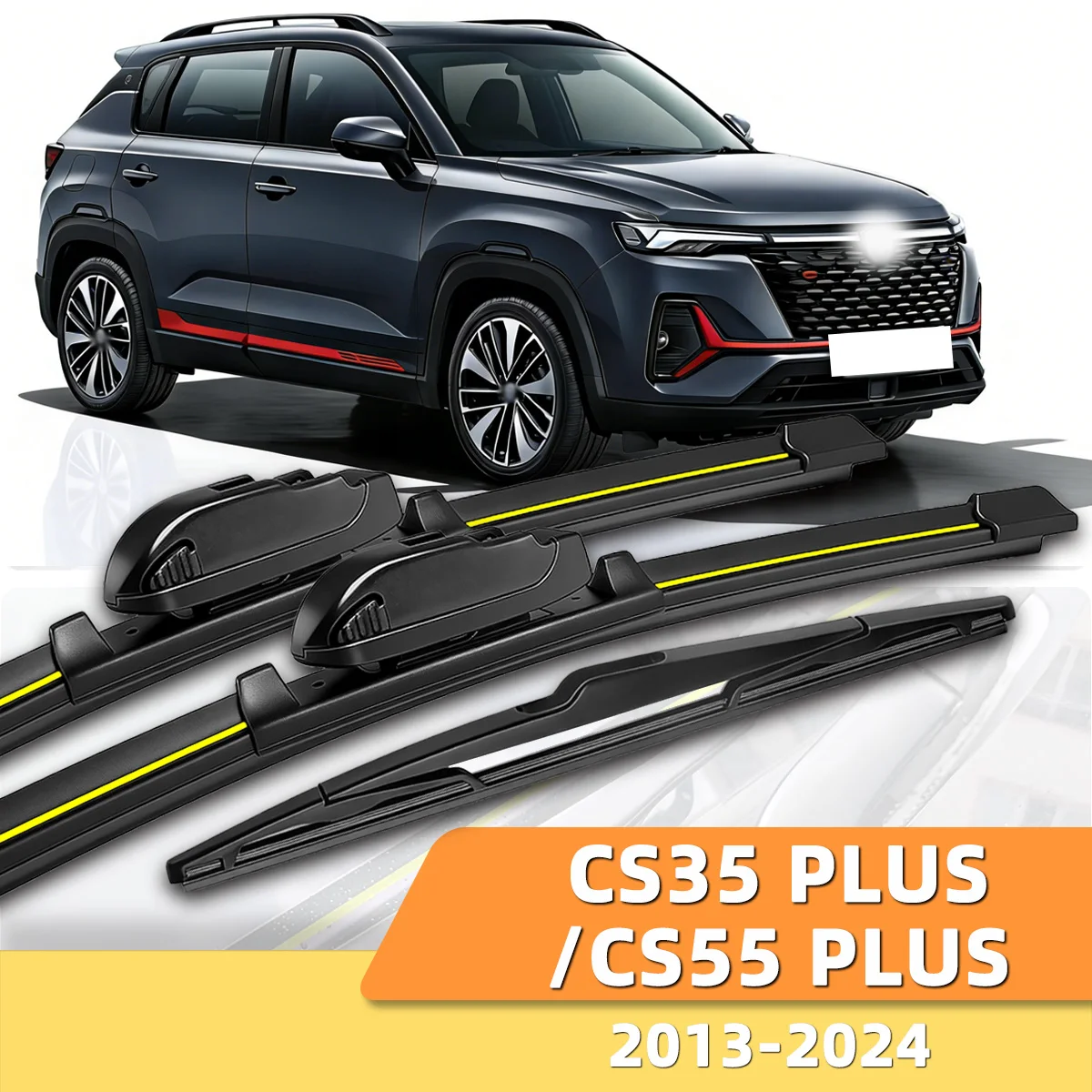 3PCS Limpadores de Para-brisa Dianteiro e Traseiro Compatíveis com Chana CS35 PLUS 2013-2024 Acessórios Automotivos para Para-brisa 2015 2017 2020