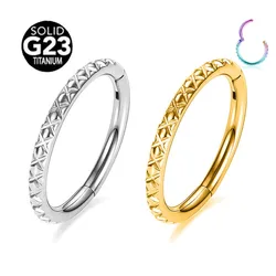 ASTM F136 G23 Titanium Rhomboid Moon Helix Septum Piercing Daith Conch Hoop Hinged Earring Clicker Segment Nose Ring 16G