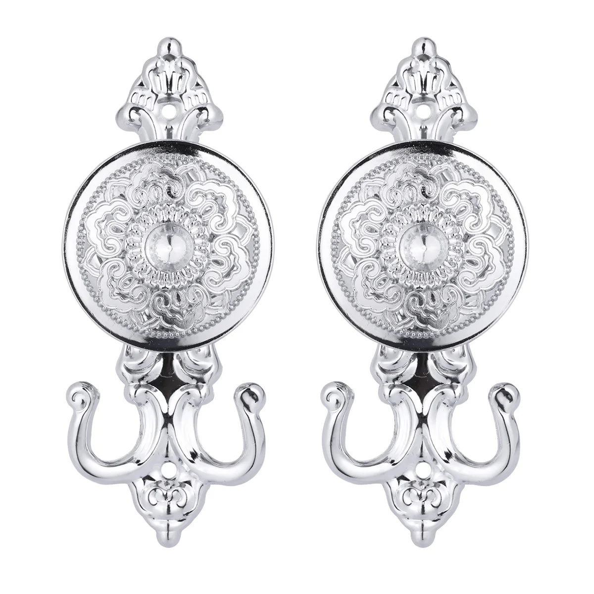 

1 Pair Metal Curtain Holder Wall Hanger Zinc Alloy Tassel Tieback Anti-Rust Plating Hooks Silver Wall Mounted