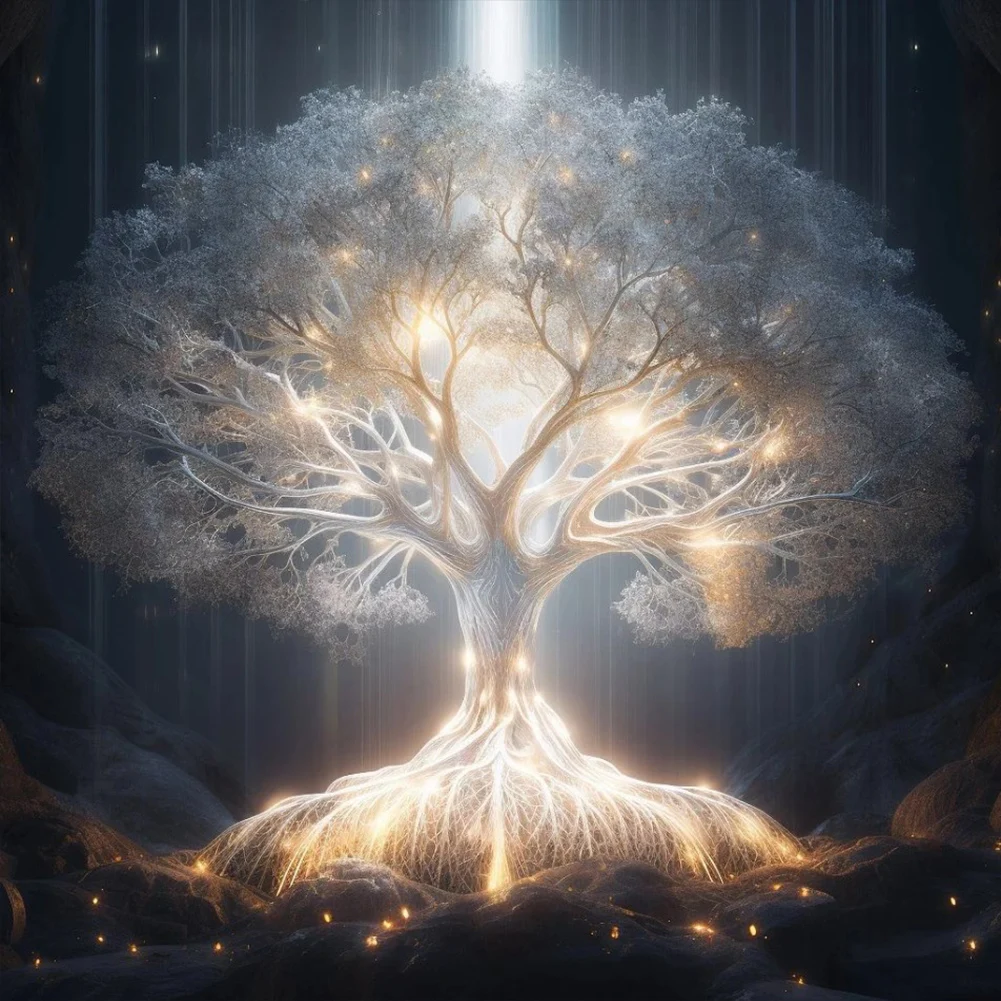 5D DIY 30*30CM Full Round Drill Diamond Painting The Tree Of The Gods Kit Home Decoration Art Craft For Adults Kids Beg  -LJX