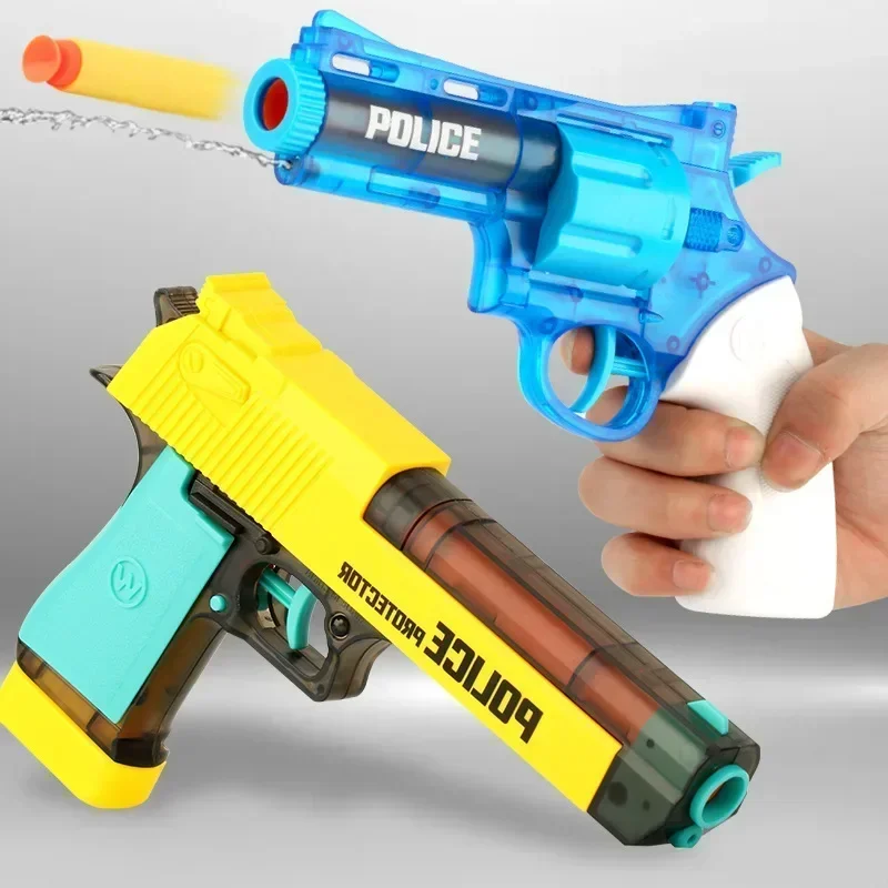 

Soft Bullets Water Gun Desert Dual Mode Eagle Revolver Summer Beach Toy Stress Relief Manual Foam Launcher Outdoor Game Kid Gift