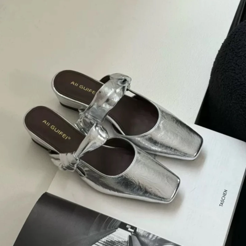 2026 Modische Damen-Mules mit eckiger Zehenpartie, elegante Slip-On Party High Heels, trendige Designer-Sandalen mit niedrigem Absatz, Größen 35-40
