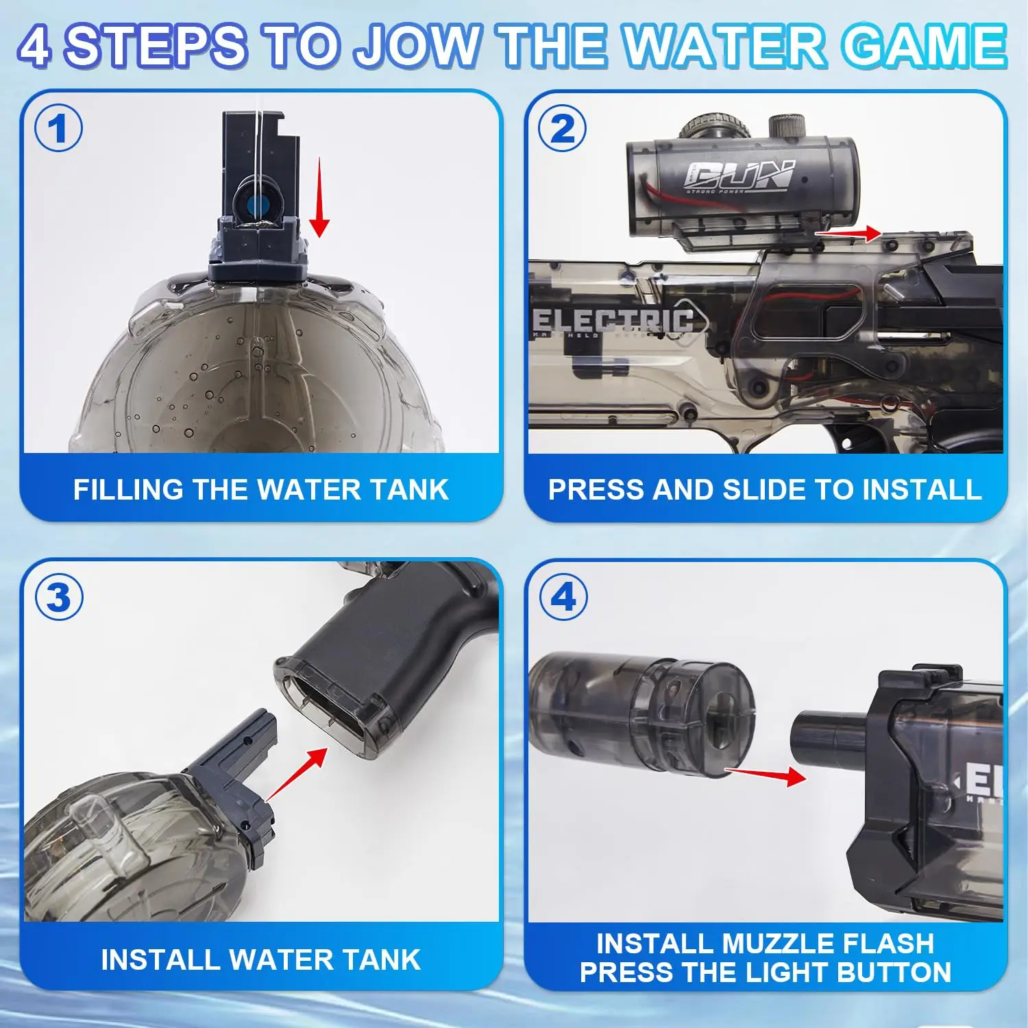 ขายร้อน LED น้ําปืนของเล่นแสงสีแดงปืนพกน้ําของเล่น Battle ยิงว่ายน้ําชายหาดสระว่ายน้ําของเล่นกลางแจ้งสําหรับชายผู้ใหญ่ของขวัญ