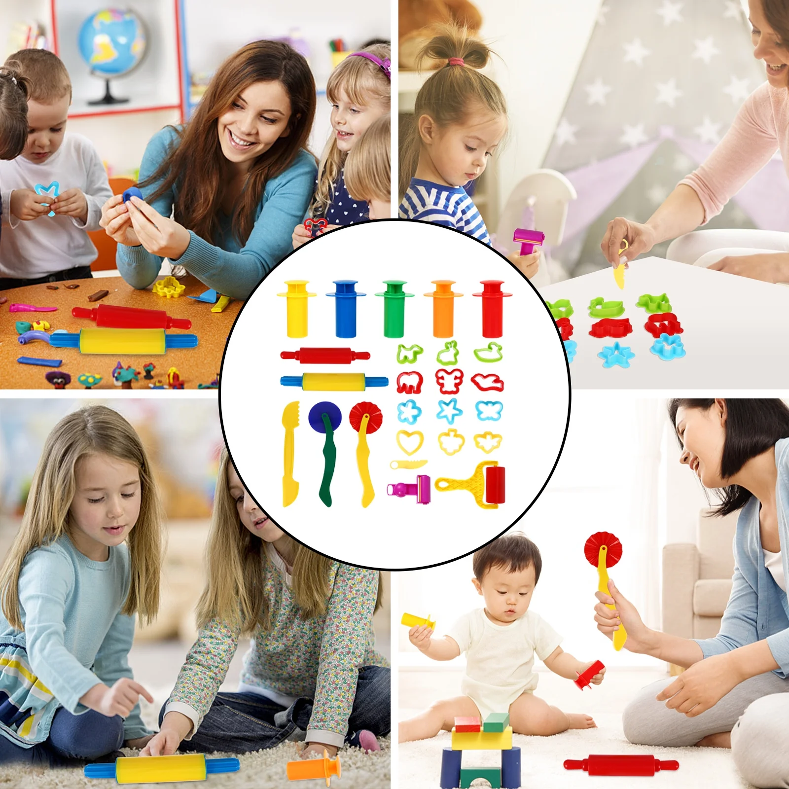 

25Pcs Colored Clay Tools Set Plasticine Kit for Kids DIY Molding Pressing Rolling Creative Educational Play Equipment