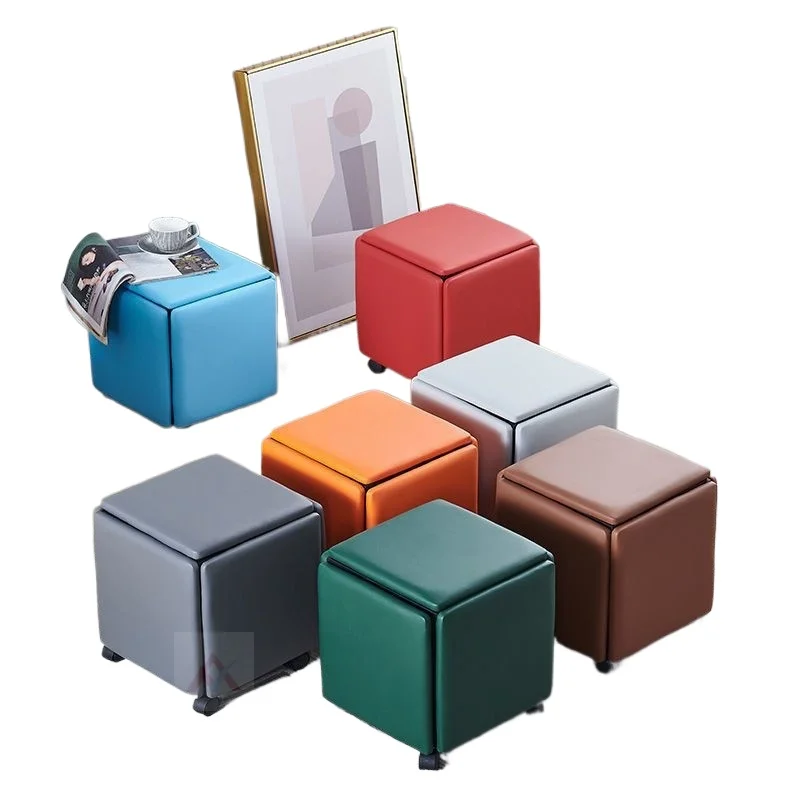Multifunctional Modular Storage Ottoman for Home Living Room Sofa Decor Cube Stool Set 5 in 1 Foldable Small Footrest Bench