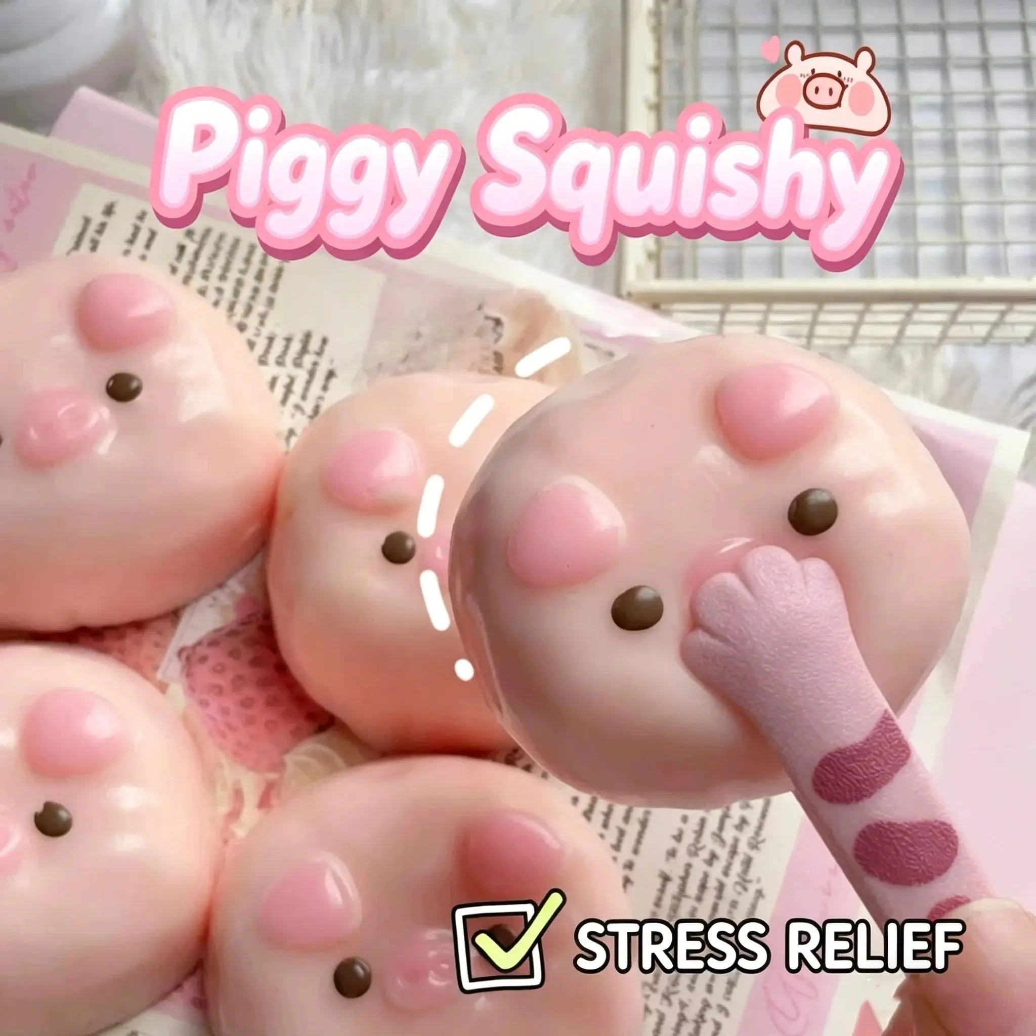Cerdito Rosa Suave y Adorable, Juguete Sensorial para Aliviar la Ansiedad del Autismo, Juguete Antiestrés de Compresión Lenta para Adultos y Niños