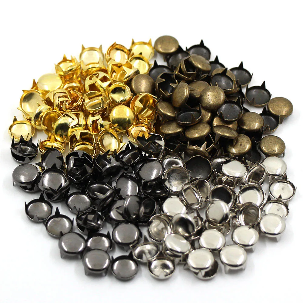 100pcs Round Rivets 6/7/8/9/10/12MM Spikes and Studs for Clothes Punk Leather Claw Rivets DIY Jeans Handmade Accessories