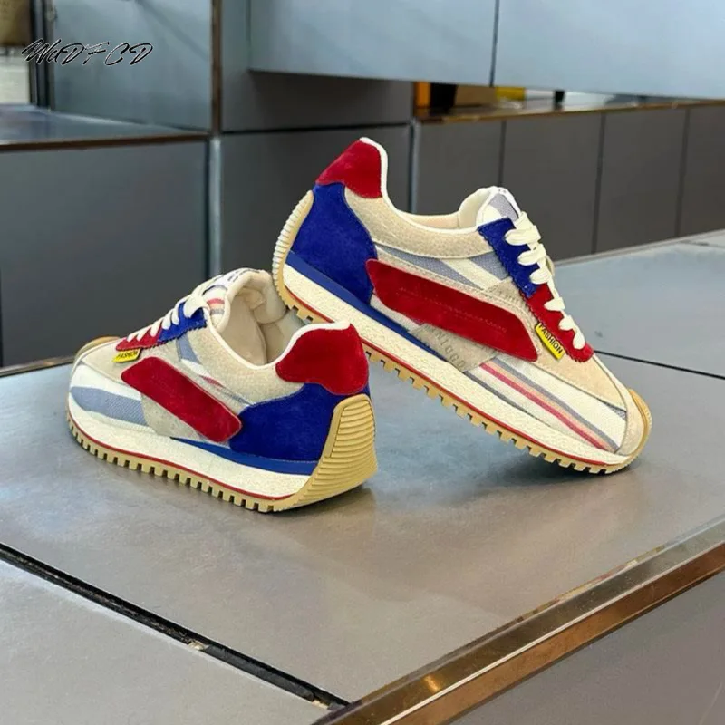 

Кроссовки повседневные мужские дизайнерские в стиле ретро, модные кожаные дышащие спортивные туфли на плоской подошве, легко сочетающиеся с одеждой, борд-шоузы