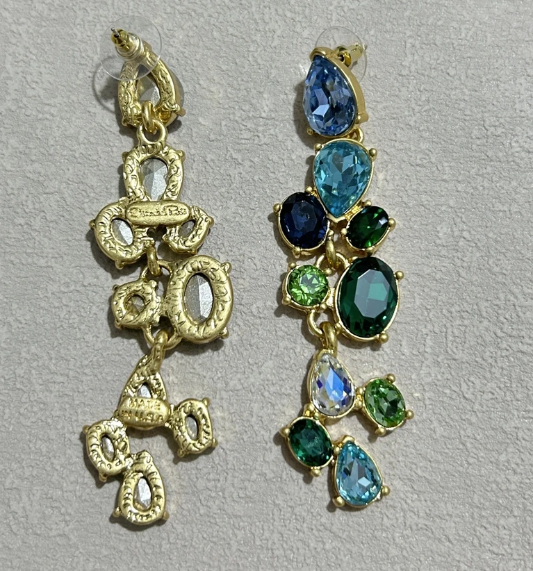 European And American Oscar Blue Crystal Earrings Multi-Color Optional Long Earrings