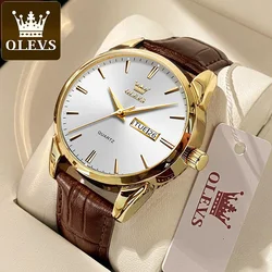 OLEVS Classic Quartz Watch for Men Waterproof Leather strap Calendar Sports Business Men 's Quartz Wrist Watch TOP Brand 6898