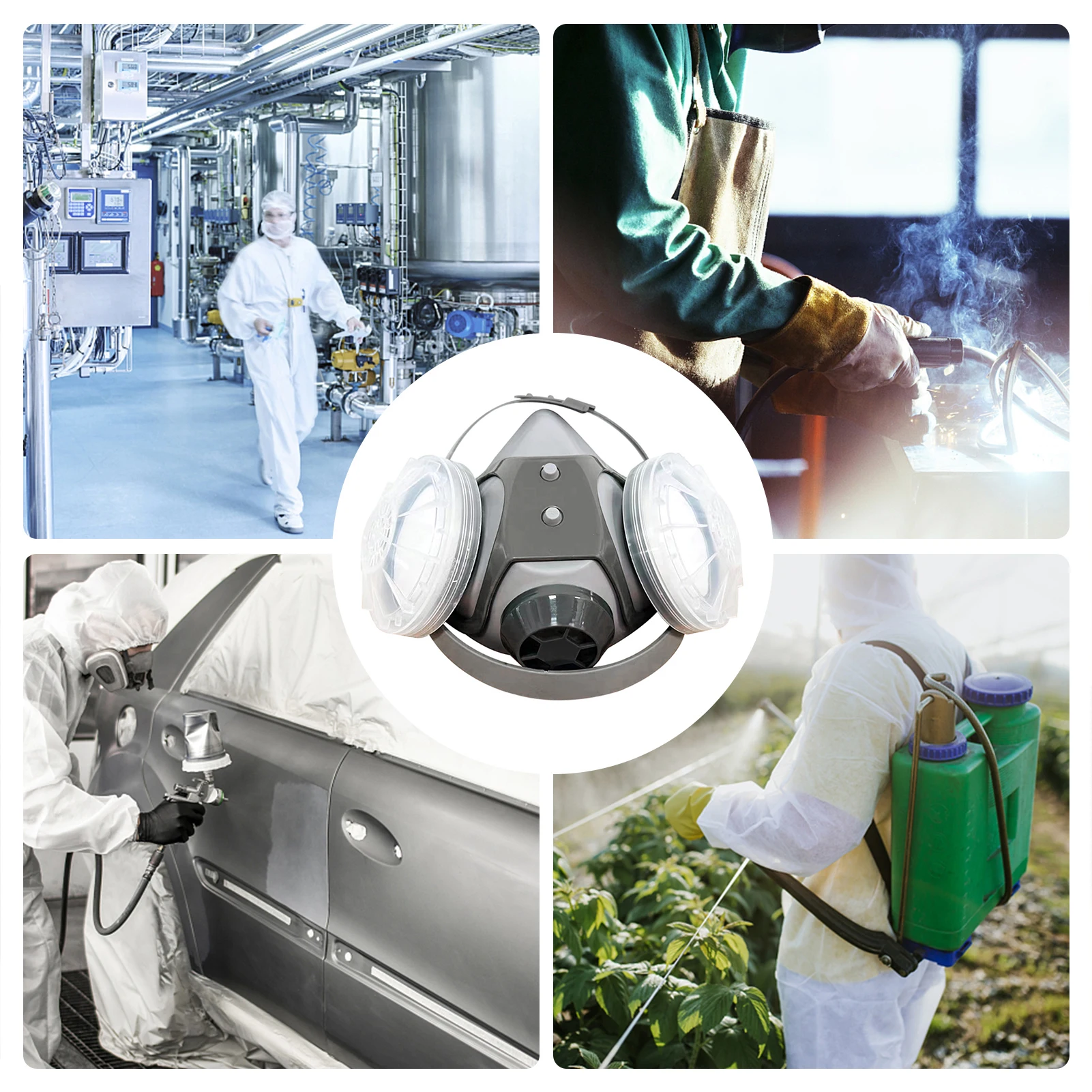 Reusable Respirator Half Facepiece Gas Mask Breathing  Respirators for Painting Welding Polishing Woodworking and Other Work