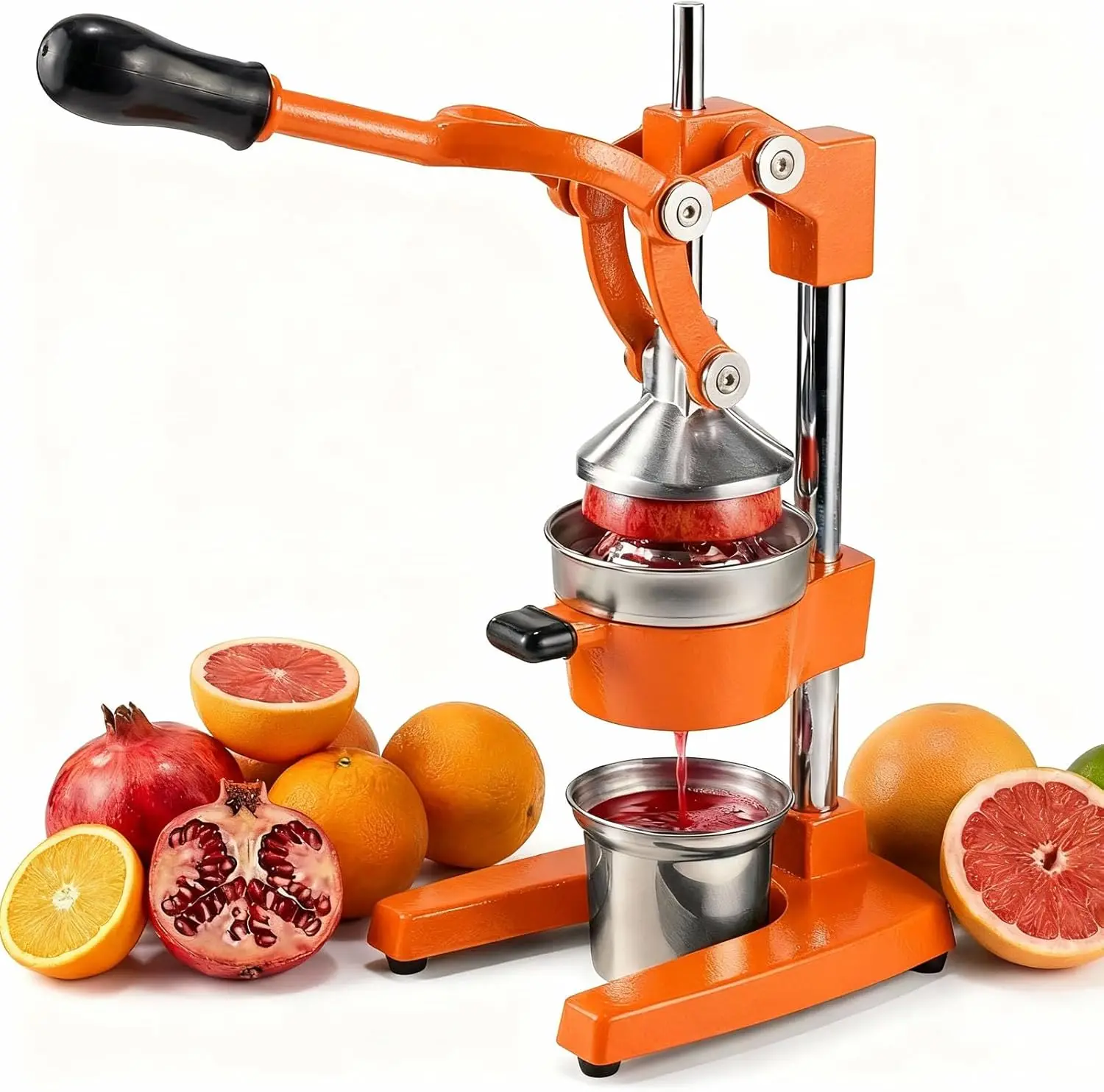 

Cast Iron Citrus Juicer - 13.8LB Heavy Duty Manual Orange Press, 304 Stainless Steel Cup & Strainer, Professional Lemon Grapefru