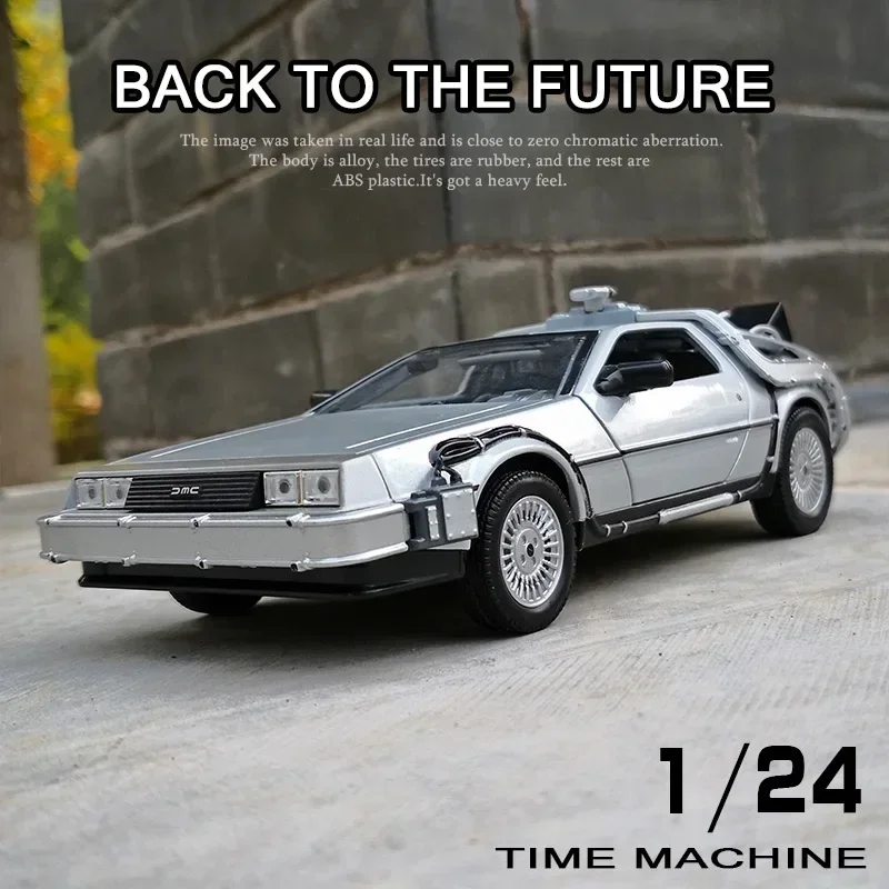 WELLY 1:24 DMC-12 DeLorean Time Machine Back to the Future Car Static Die Cast Vehicles Collectible Model Car Toys