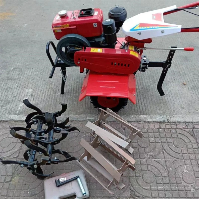 Four-wheel drive ploughing machine, small field weeding and soil-turning machine, multi-functional two-wheel drive ditch-opening