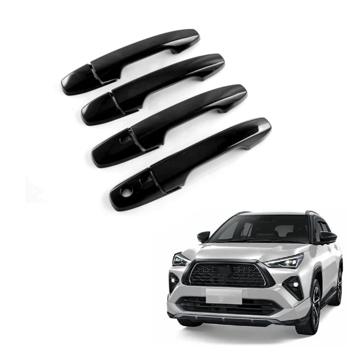 For Toyota Yaris Cross 2023 2024 RHD Southeast Asia Version Car Exterior Door Handle Cover Trim Kit (Black)