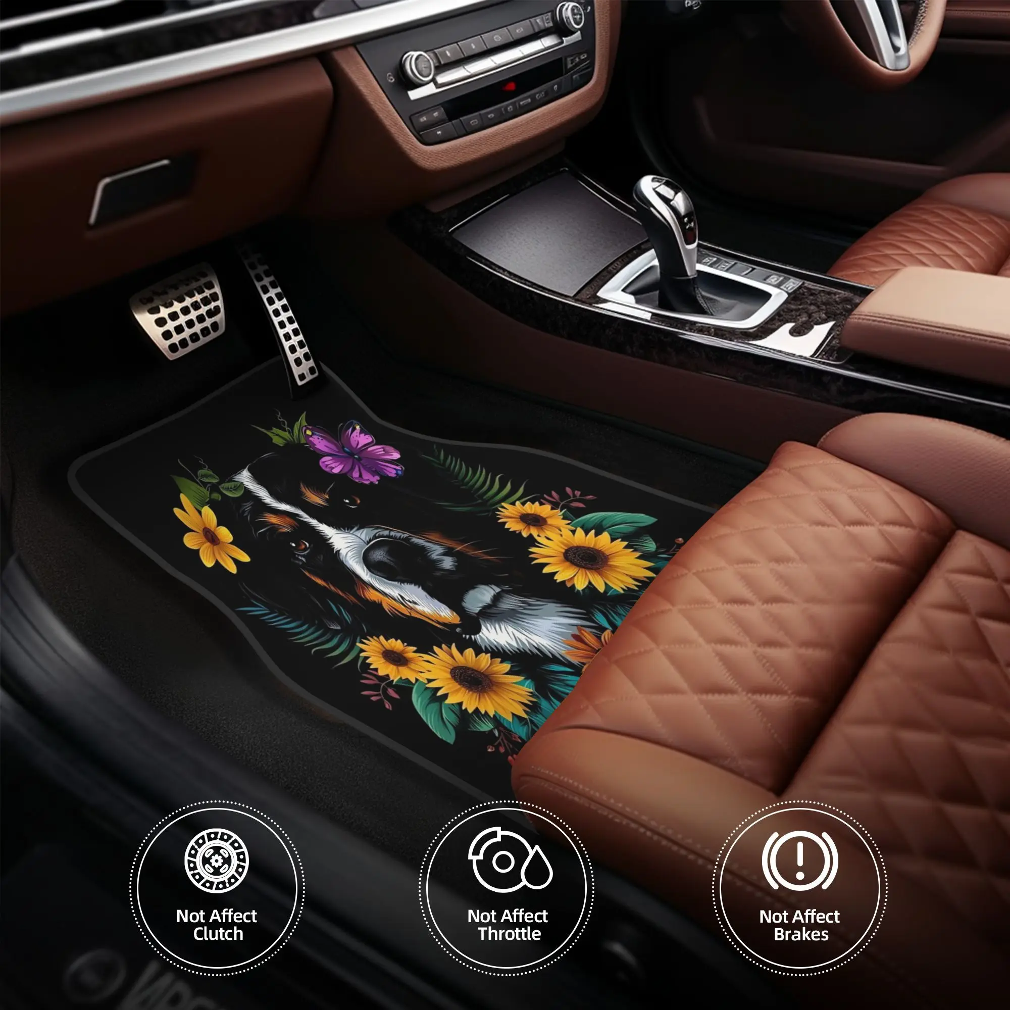4pcs Funny Entlebucher Mountain Flowers Floral Colorful Mom Dad Kids Car Floor Mats, Durable, Fit For Cars, Ideal Gift, Vehicle