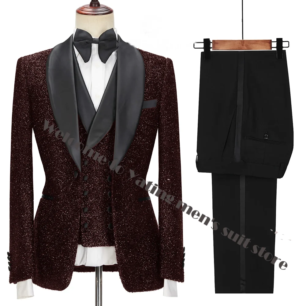 Costume Noir Brcorporelle pour Homme, Smokings de Marié, Slim Fit, Terno Mascul37, ixde Bal, 3 Pièces