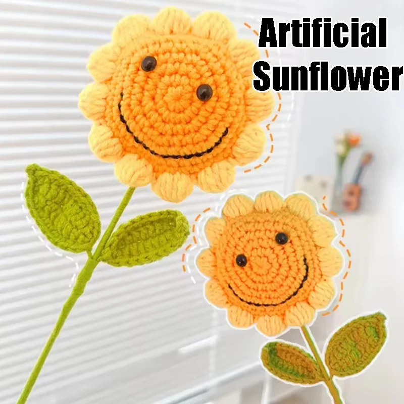 

Artificial Smiley Sunflower Handmade Bouquet Lifelike Faux Flowers with Adorable Faces Long-Lasting Preserved Blooms