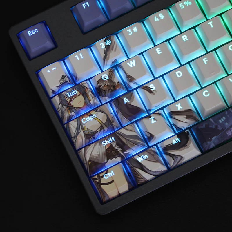 108Key Jogos Keycap Arknights, アークナイツ Ling Caráter Translúcido Perfil Compatível com Teclado Mecânico PBT Cereja