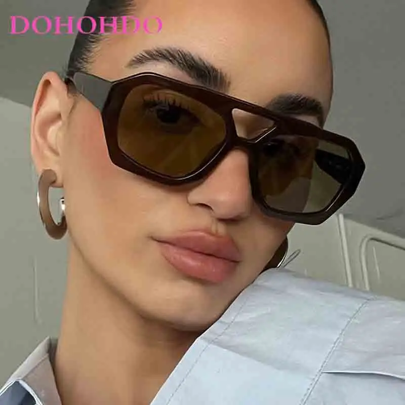 Vintage Pilot Sunglasses Women Luxury Big Frame Double Bridge Gradient Sun Glasses Unisex Leopard Brown Driving Glasses Shades