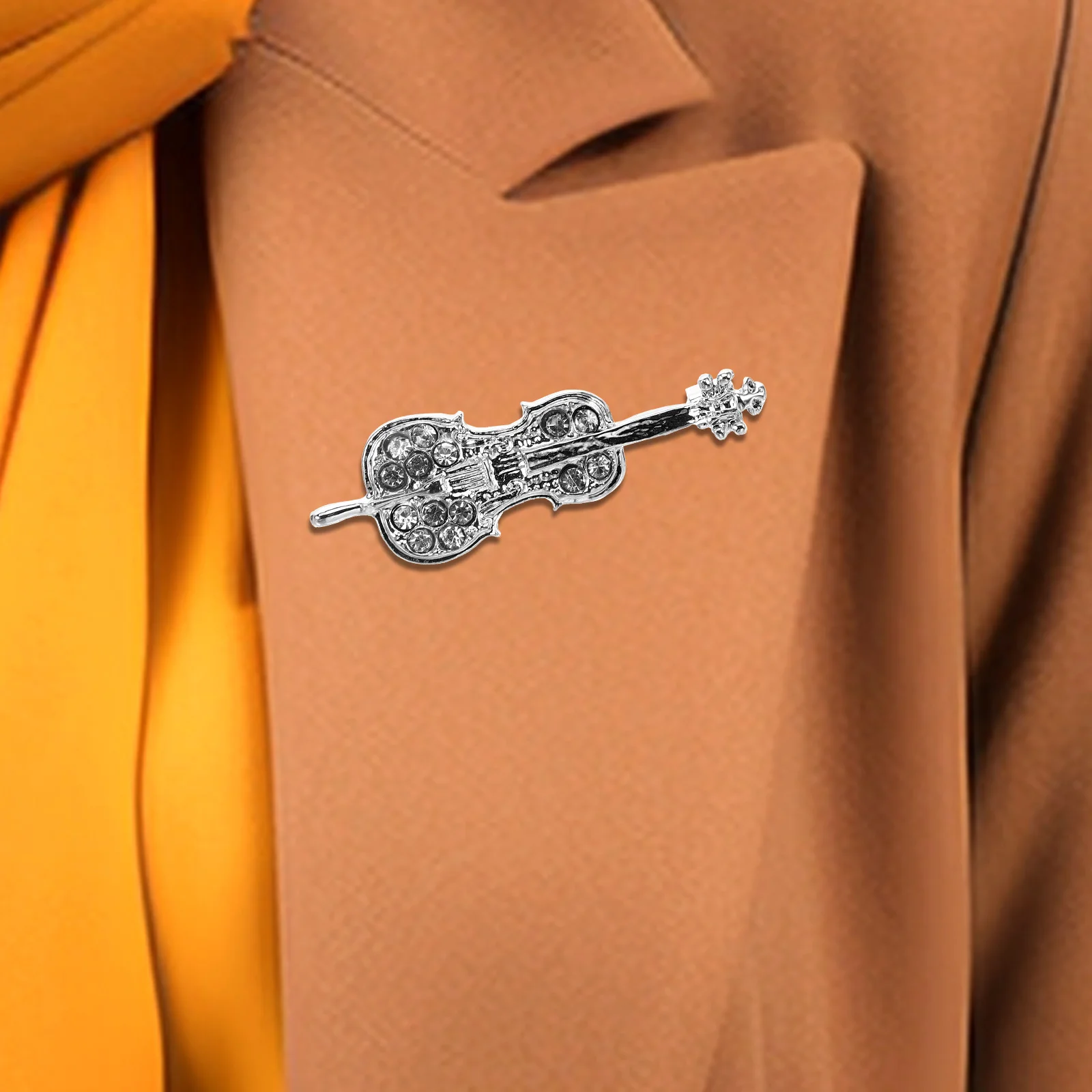 

Exquisite Rhinestone Alloy Instrument Brooch Pin Lapel Clothing Accessory For Women Men Suits Hats Bags Festival Fashion Decor