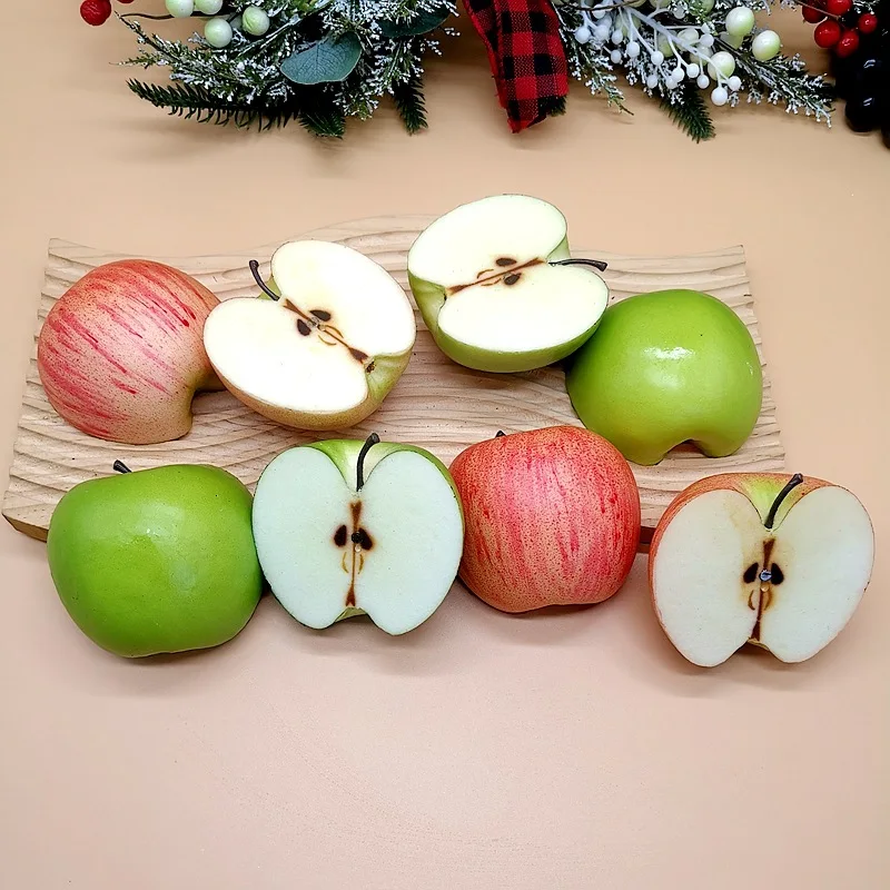 Pomme artificielle rouge en PU, modèle de fruit souple, fausse pomme, autocollant alimentaire pour réfrigérateur, accessoires photo, décoration intérieure