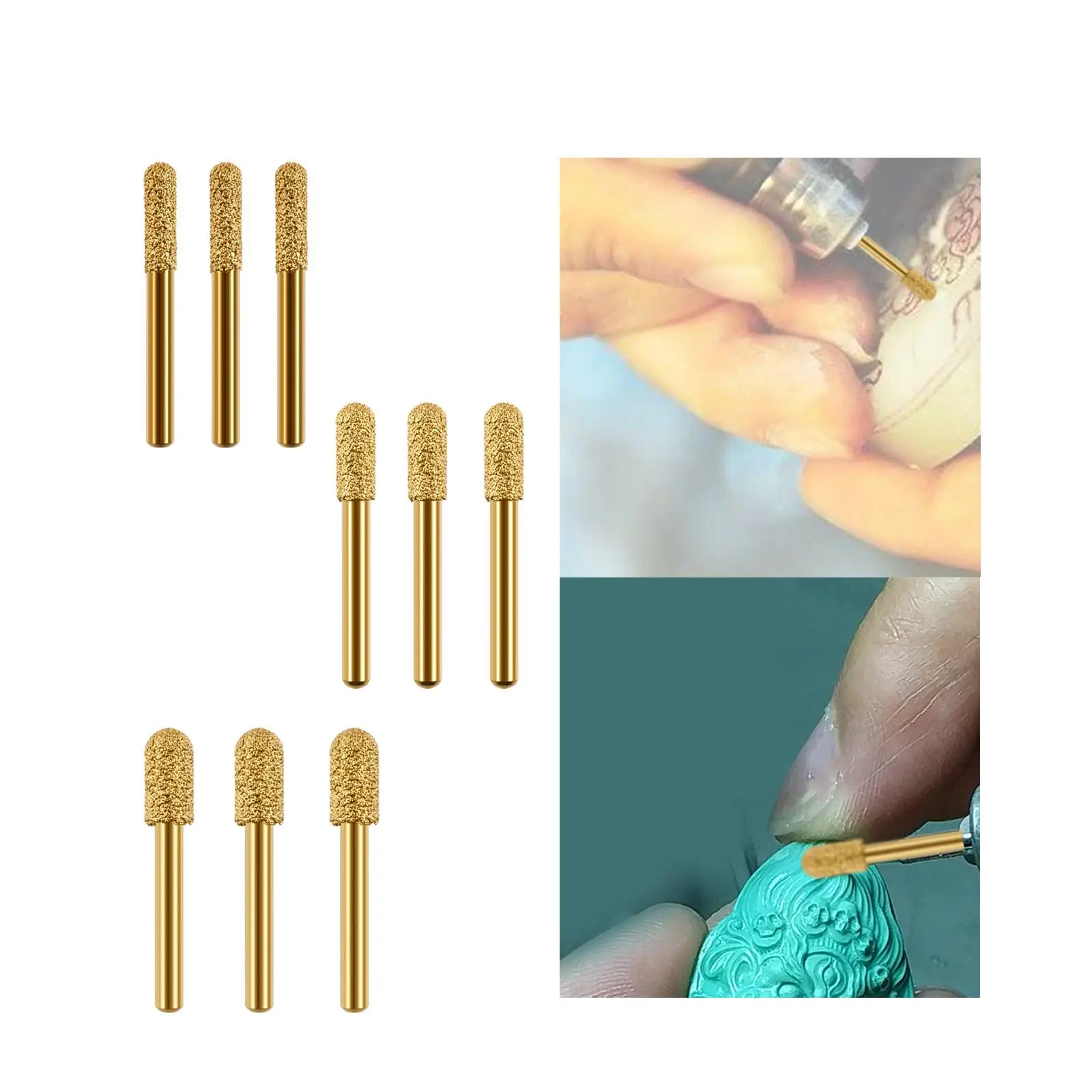 3x Grinding Bit Grinding Head Round Headed Body Shape Grinding Mounted Point for Metal