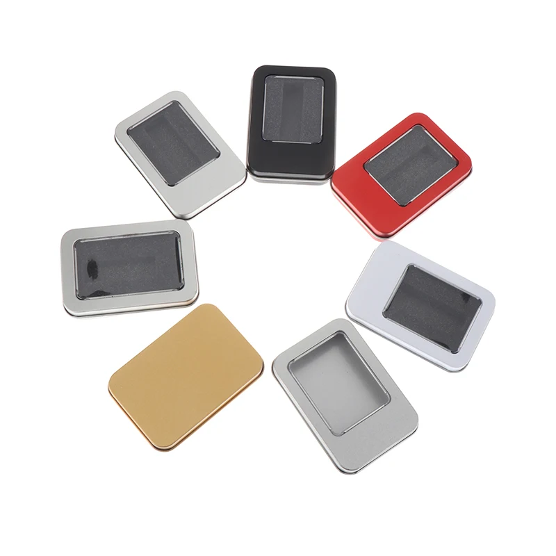 

Tinplate U Disk Small Square Box Badge Gift Metal Packaging Box U Disk Large Square Box Window U Disk Small Iron Box